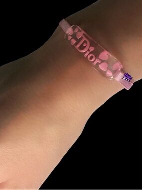 Christian Dior Y2K Vintage Pink Girly Monogram Heart Logo ID Bracelet NWT
